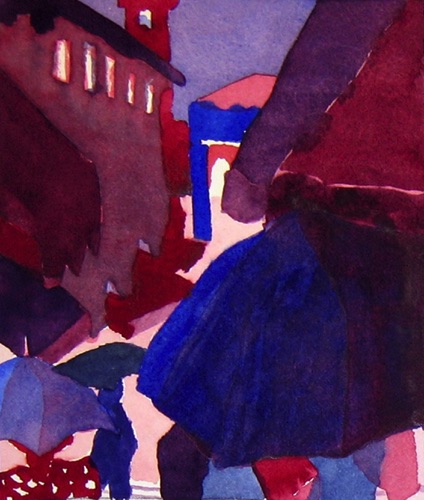 Venice Rialto Market Red Violet; 
Watercolor, 2008; 
6.5 x 5.5 in.